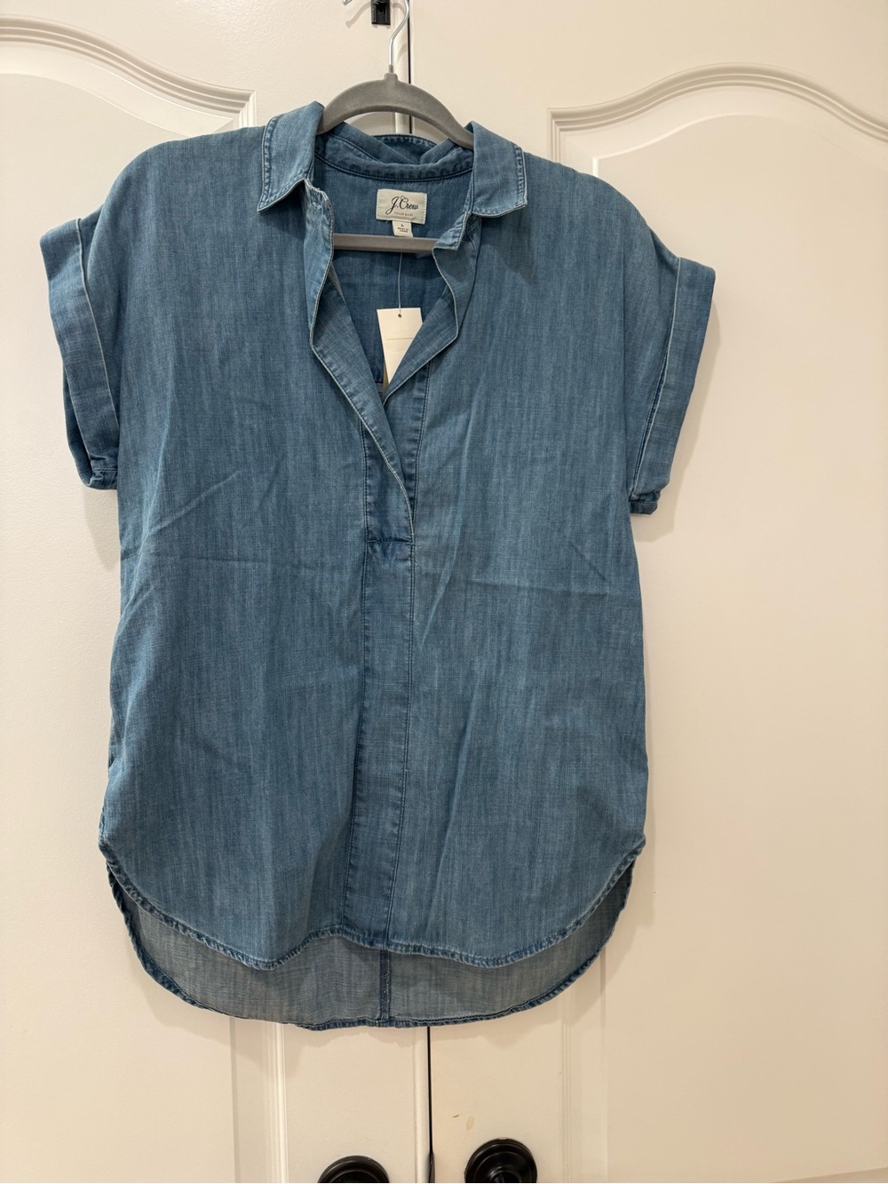 J. Crew Women's Light Denim Button-Front Shirt - Picture 2 of 2